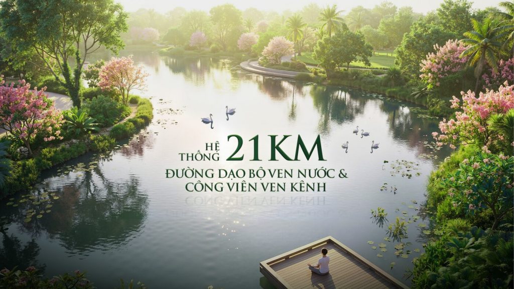 21km đường dạo bộ ven nước Vinhomes Hóc Môn